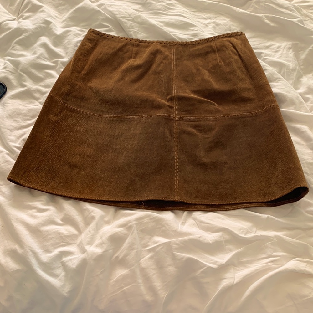 Cognac Brown Suede Skirt